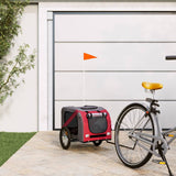 Vidaxl Dog Bike Trailer Oxford Fabric et fer rouge et gris