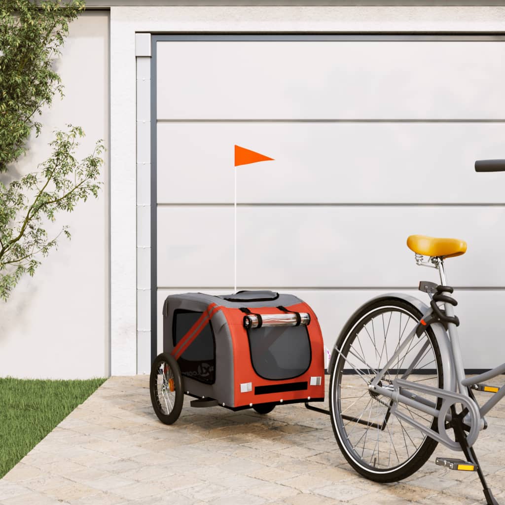 Vidaxl Dog bike trailer Oxford fabric and iron orange and black