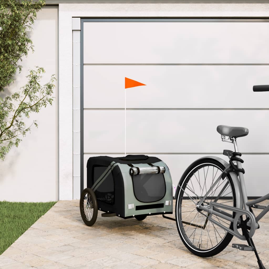 Vidaxl Dog Bike Trailer Oxford Fabric et Iron noir et gris