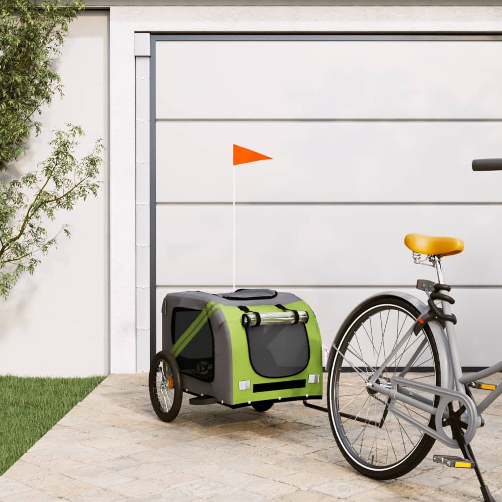 Vidaxl Dog Bike Trailer Oxford Fabric et Green et gris