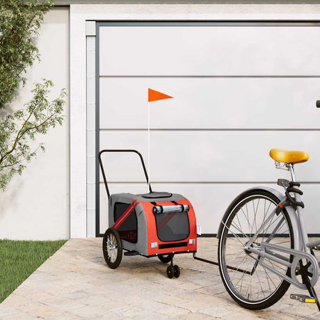 Vidaxl fietskar voor huisdieren, oranje en grijs oxford-stof en ijzer