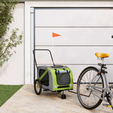 Vidaxl Dog Bike Trailer Oxford Fabric et Green et gris