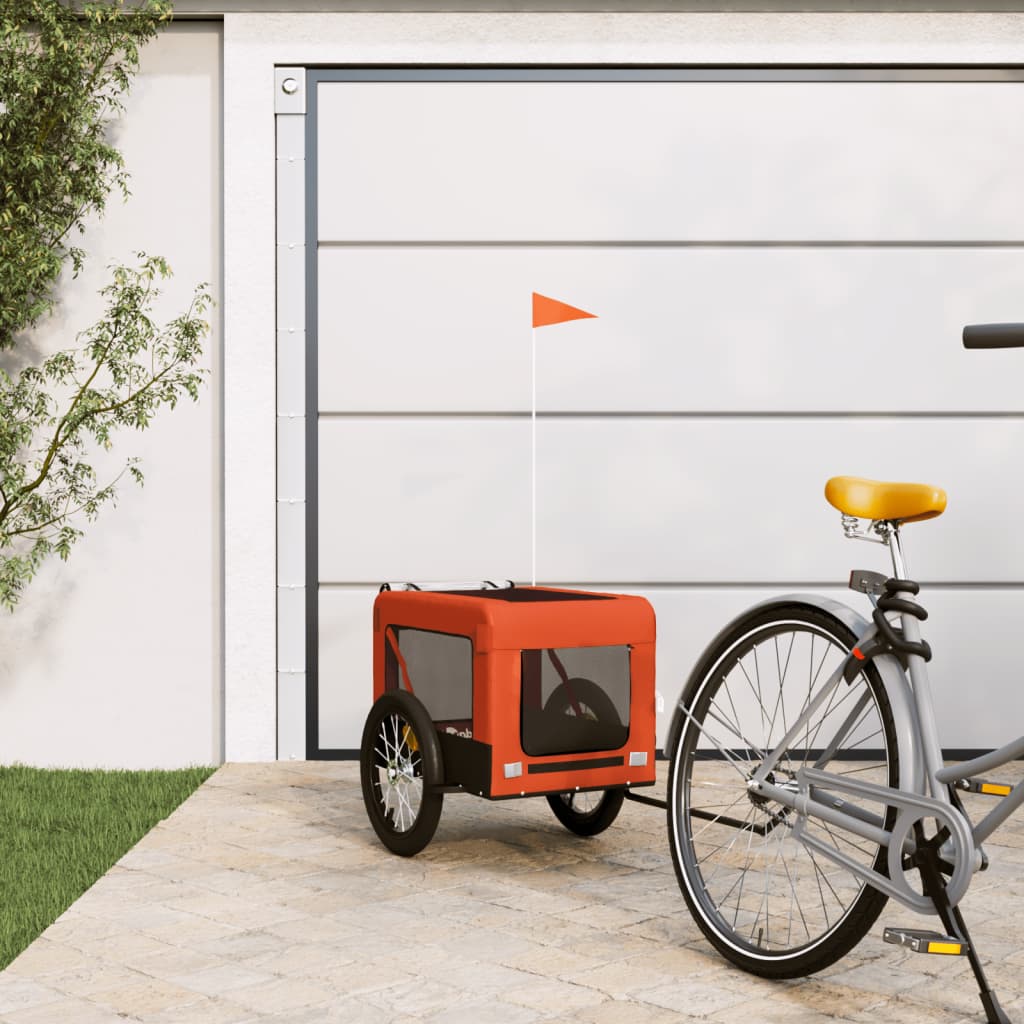 Vidaxl Dog Bike Trailer Oxford Stoff und Eisenorange und Schwarz