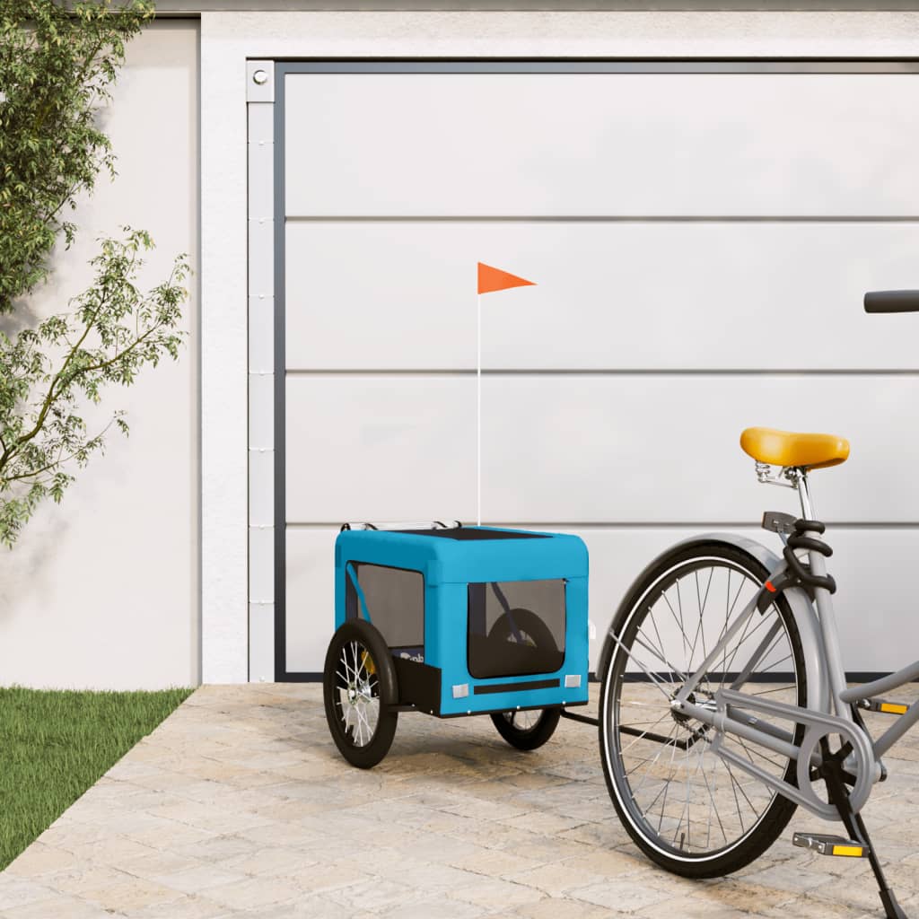 Vidaxl Dog Bike Trailer Oxford Stoff und Eisenblau und Schwarz