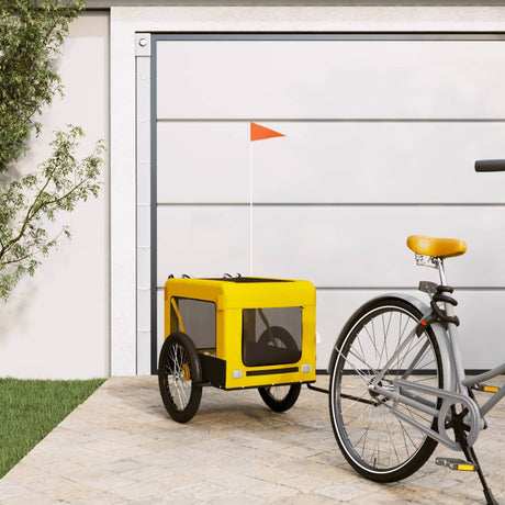 Vidaxl hondenfietstrailer oxford stof en ijzer geel en zwart