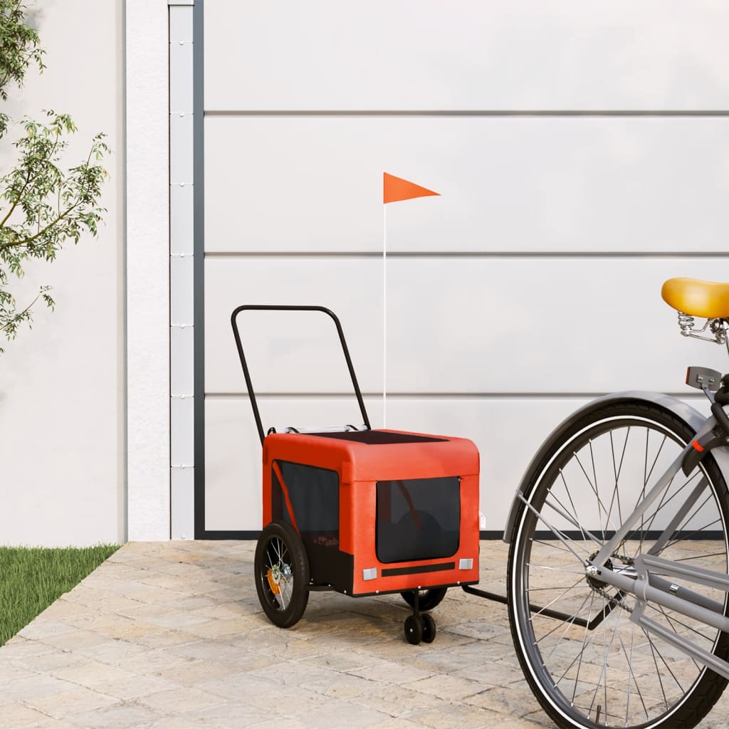 Vidaxl Dog Bike Trailer Oxford Stoff und Eisenorange und Schwarz