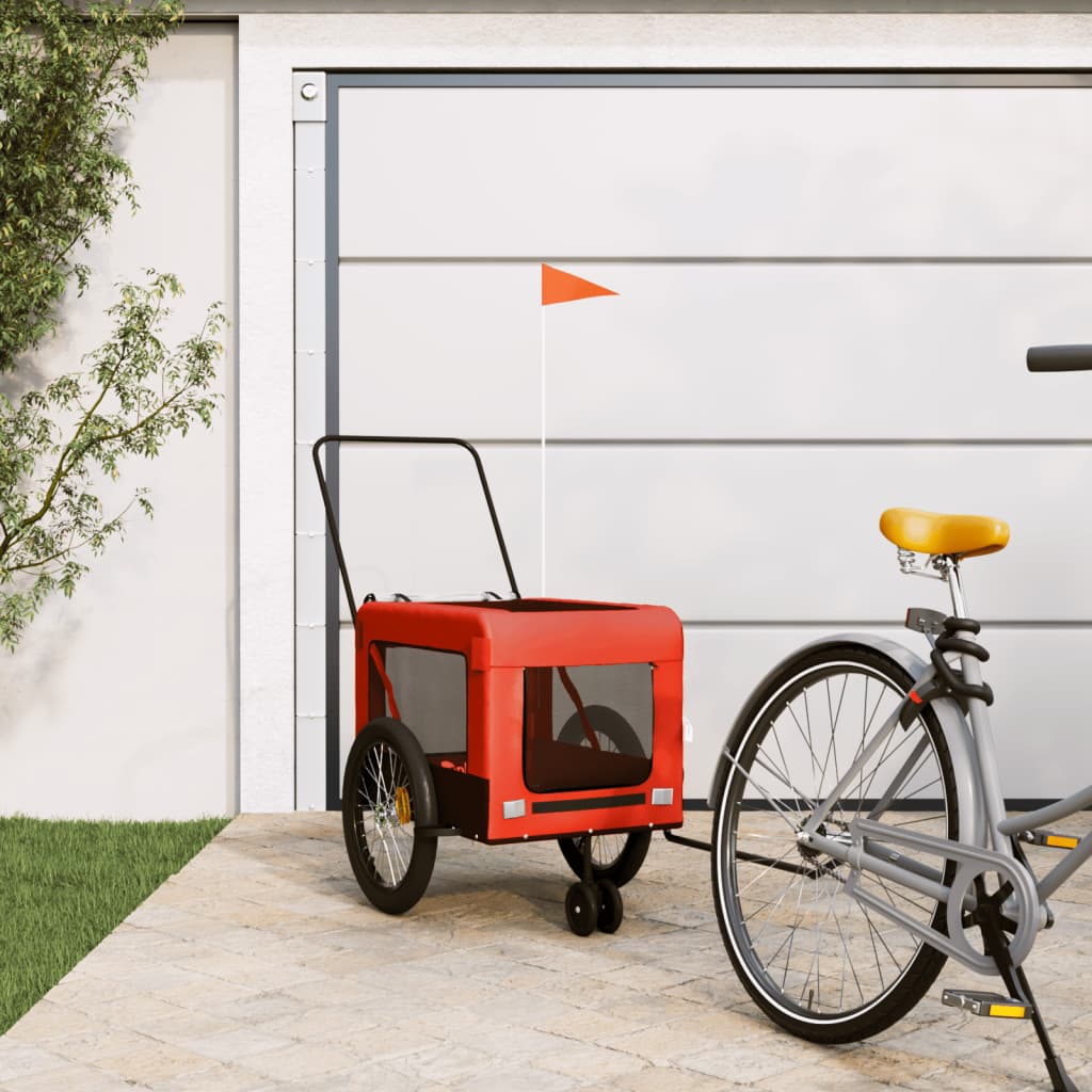 Vidaxl Dog Bike Trailer Oxford Fabric and Iron Orange and Black