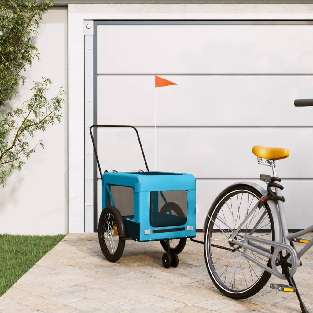 Vidaxl Dog Bike Trailer Oxford Fabric et Fer Bleu et noir