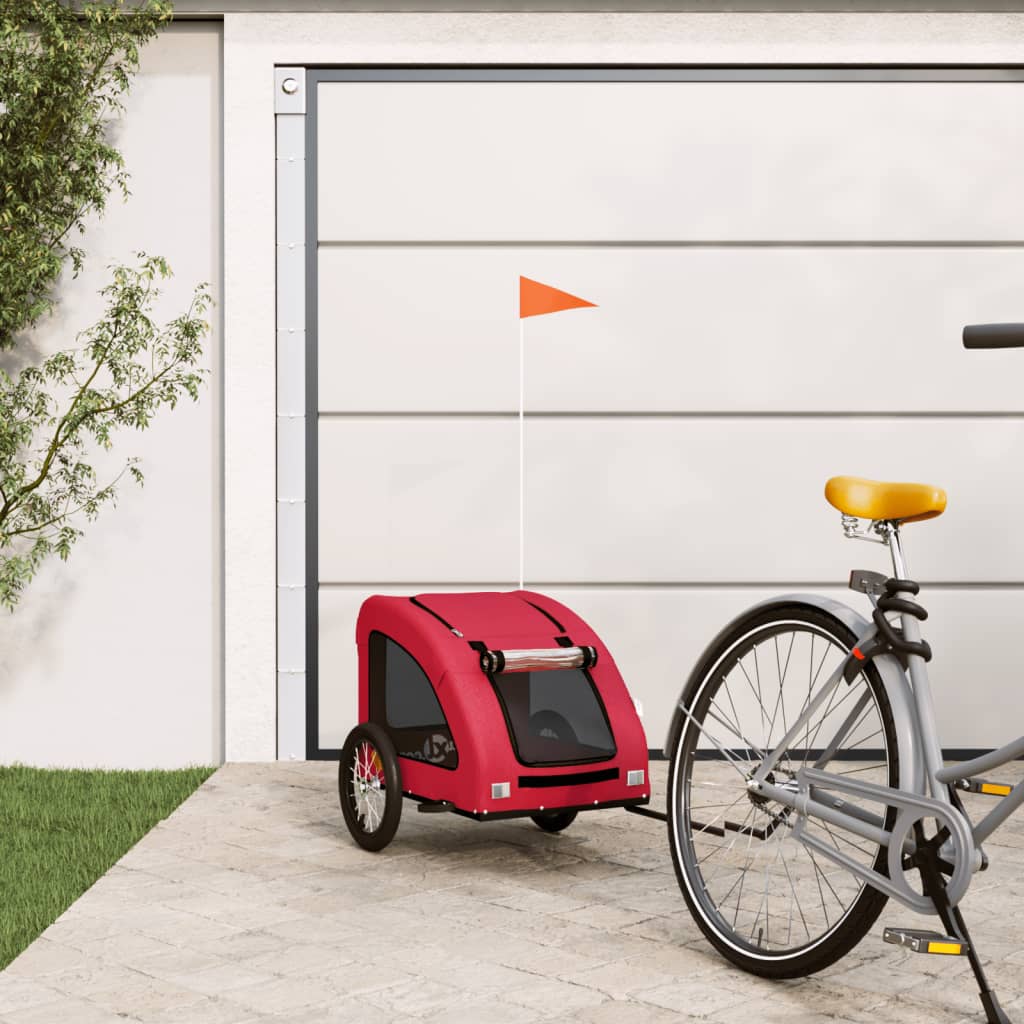 Vidaxl Dog Bike Trailer Oxford Fabric et Rouge en fer