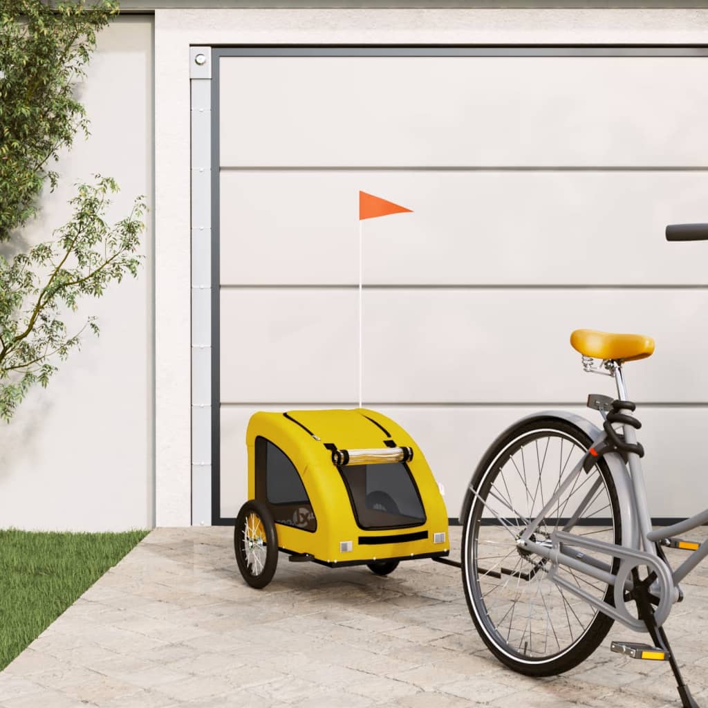 Vidaxl Dog Bike Trailer Oxford Fabric et Iron Yellow