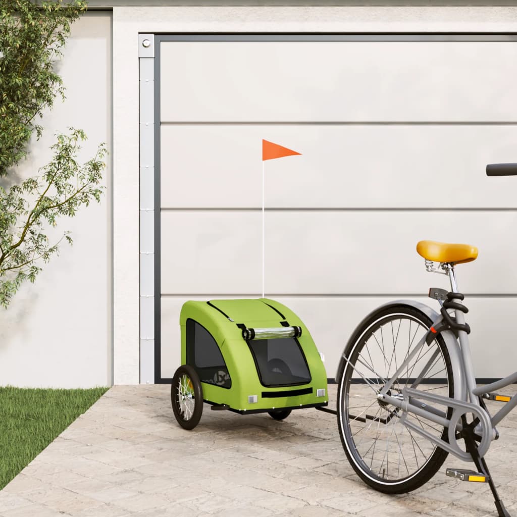 Vidaxl Dog Bike Trailer Oxford Tessuto e Green di ferro