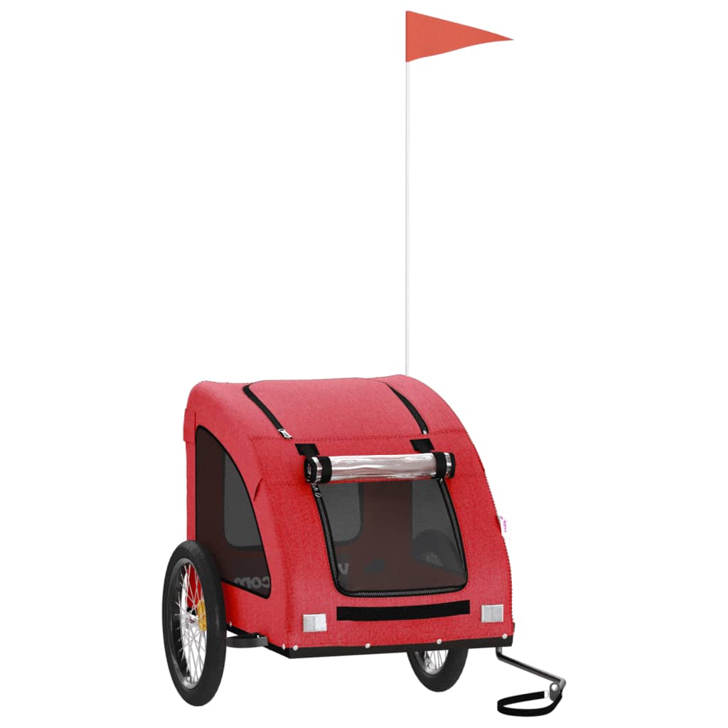 Vidaxl Dog Bike Trailer Oxford Fabric and Iron Red