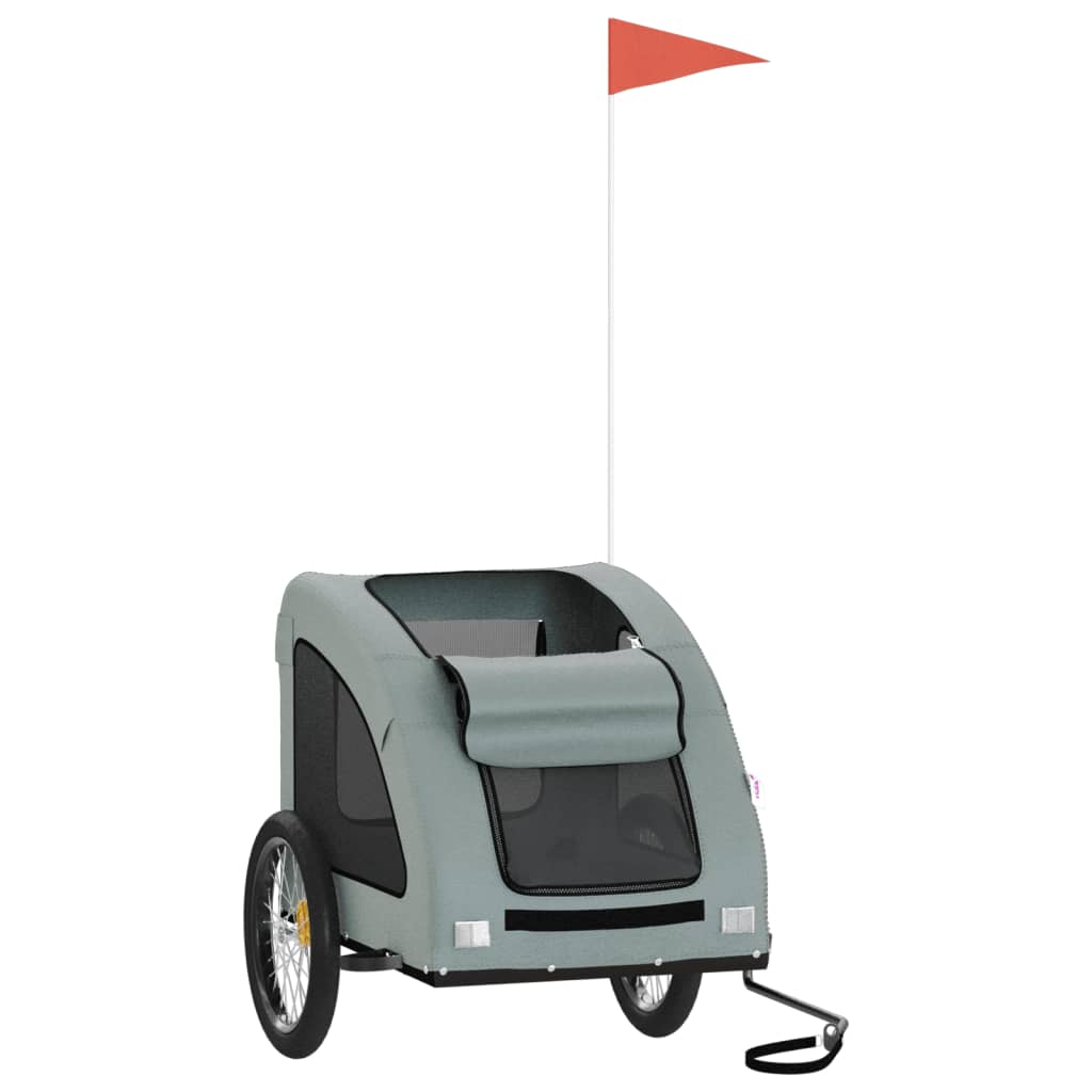 Vidaxl Dog Bike Trailer Tessuto Oxford e grigio ferro