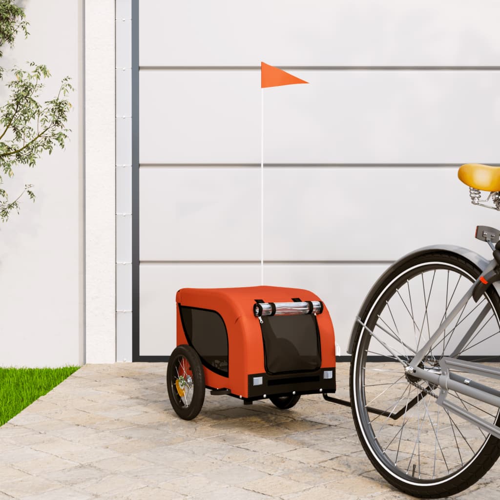 Vidaxl Dog Bike Trailer Oxford Stoff und Eisenorange und Schwarz