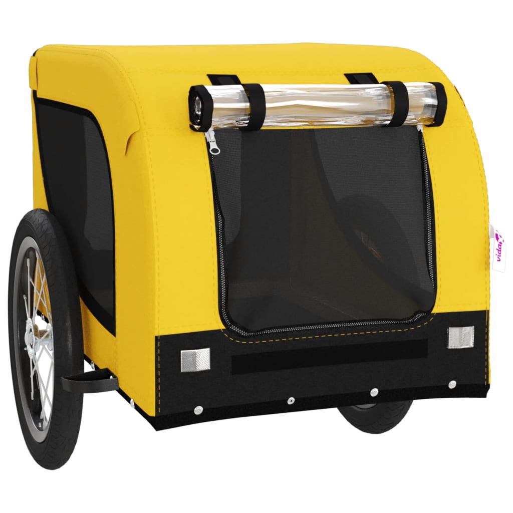 Vidaxl Dog Bike Trailer Oxford Tessuto e ferro giallo e nero