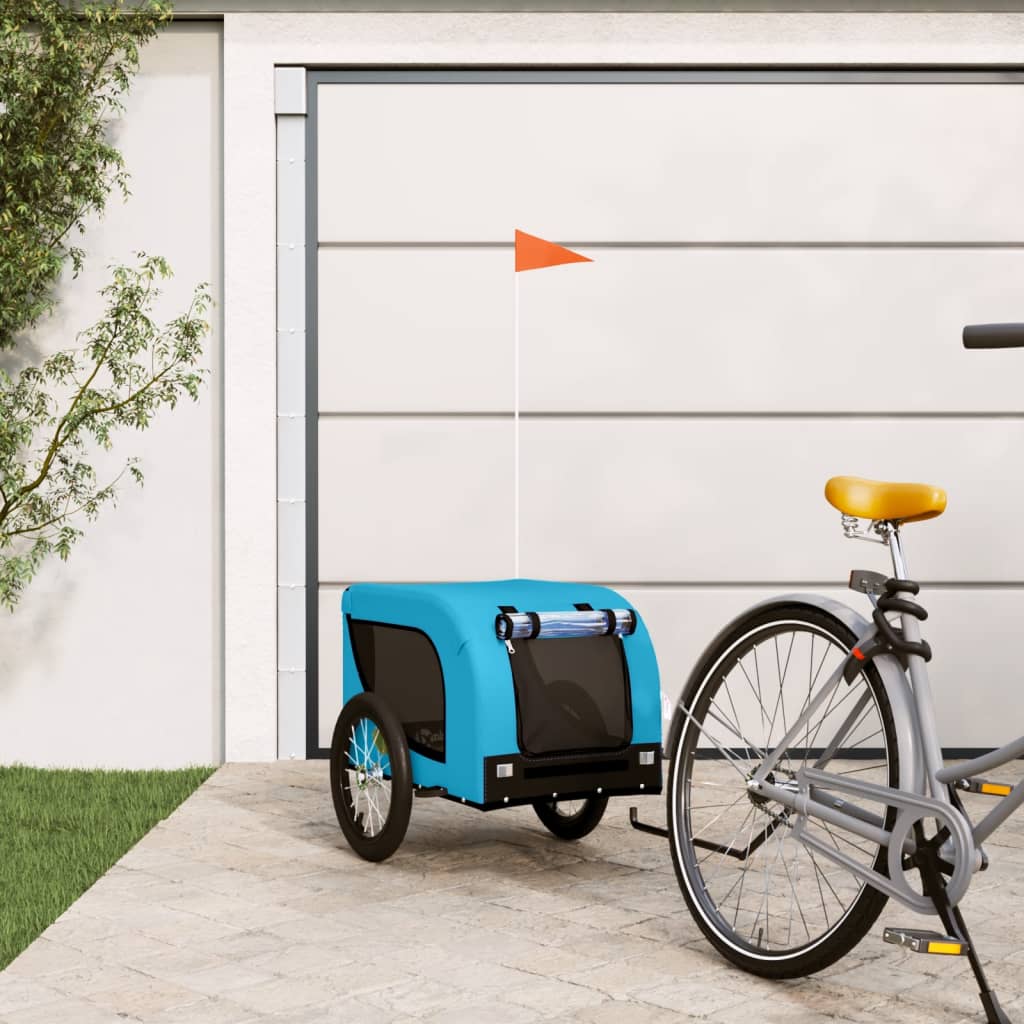 Vidaxl Dog Bike Trailer Oxford Tessuto e blu di ferro e nero