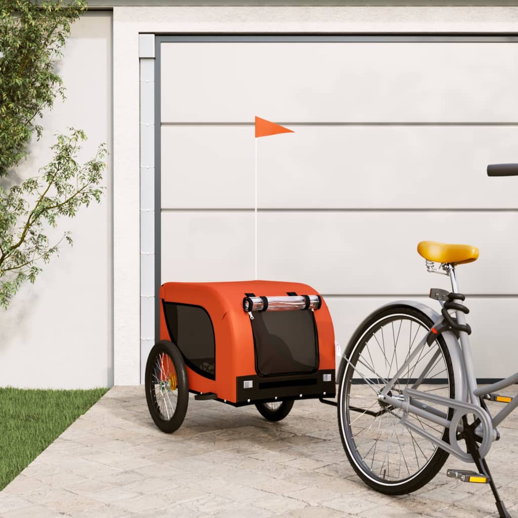 Vidaxl hondenfietstrailer oxford stof en ijzer oranje en zwart