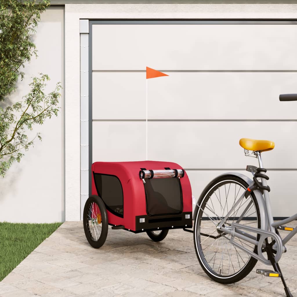 Vidaxl Dog Bike Trailer Oxford Fabric und Eisenrot und Schwarz