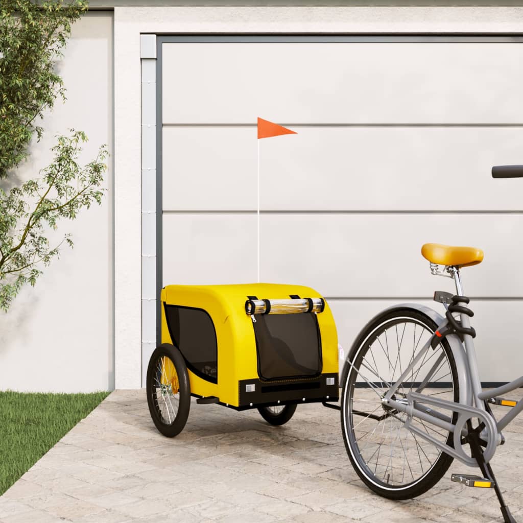 VidaXL Dog bike trailer Oxford fabric and iron yellow and black