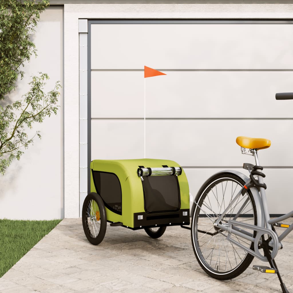 Vidaxl Dog Bike Trailer Oxford Fabric et Green et noir