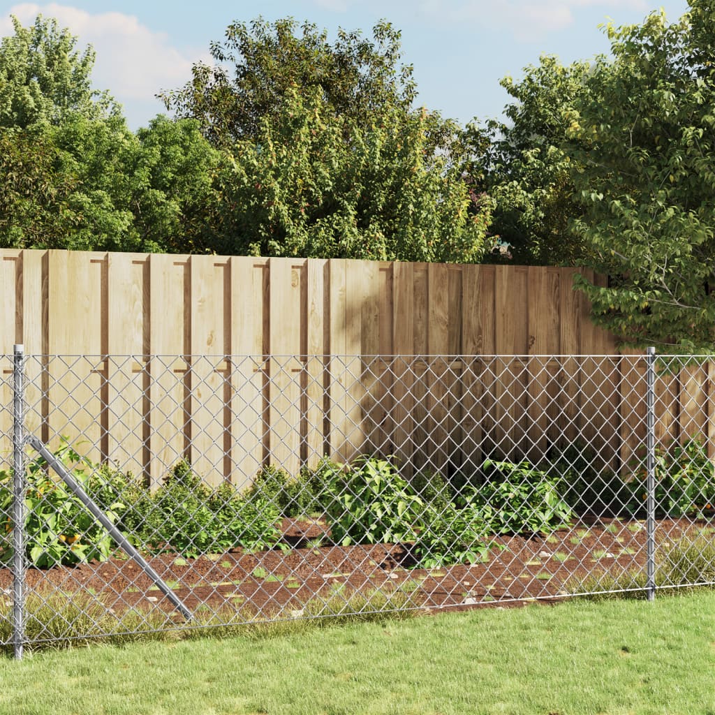 Fence a rete Vidaxl con ancore di terra 1.1x25 m di colore argento