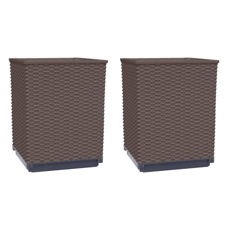 Vidaxl plantenbakken 2 st 30x30x37 cm polypropeen bruin
