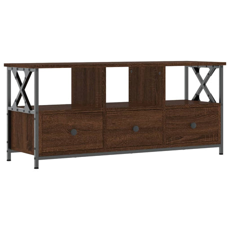 Vidaxl tv-meubel 102x33x45 cm bewerkt hout en ijzer bruin eikenkleur