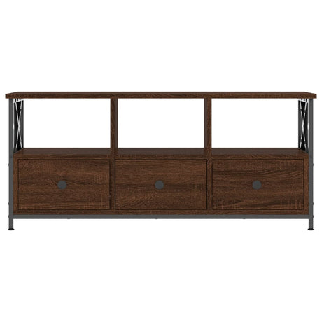 Vidaxl tv-meubel 102x33x45 cm bewerkt hout en ijzer bruin eikenkleur