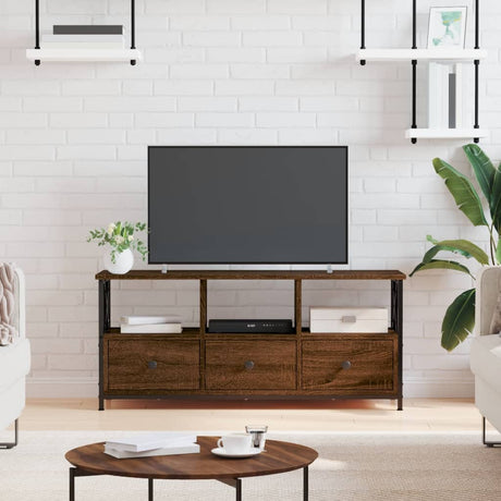 Vidaxl tv-meubel 102x33x45 cm bewerkt hout en ijzer bruin eikenkleur