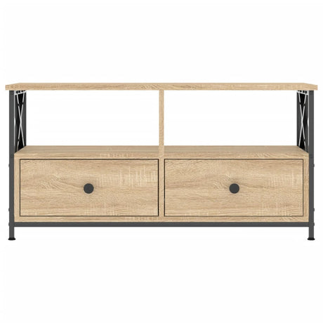 Vidaxl tv-meubel 90x33x45 cm bewerkt hout en ijzer sonoma eikenkleur