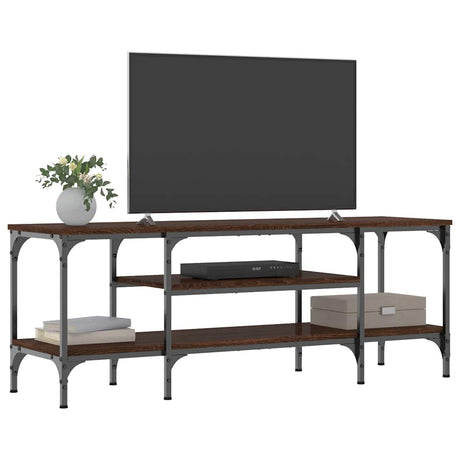 Vidaxl tv-meubel 121x35x45 cm bewerkt hout en ijzer bruin eikenkleur