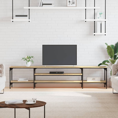 Vidaxl tv-meubel 201x35x45 cm bewerkt hout en ijzer sonoma eikenkleur