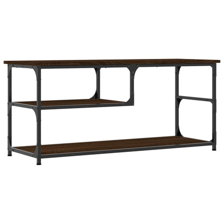 Vidaxl tv-meubel 103x38x46,5 cm bewerkt hout staal bruin eikenkleur