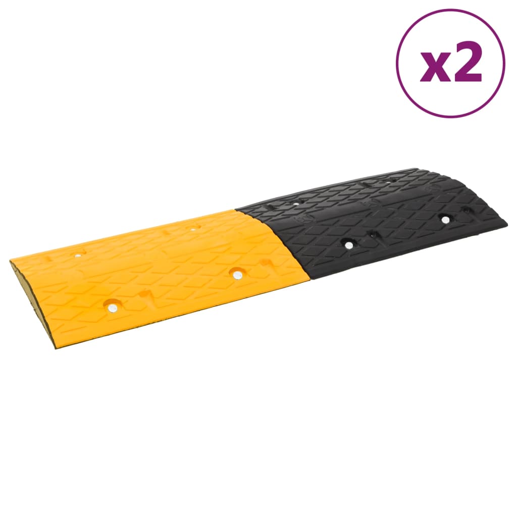 Vidaxl Speed ​​Bocks 2 PCS 97x32.5x4 cm de goma amarillo y negro