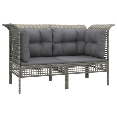 Vidaxl tuinhoekbanken met kussens 2 st poly rattan grijs