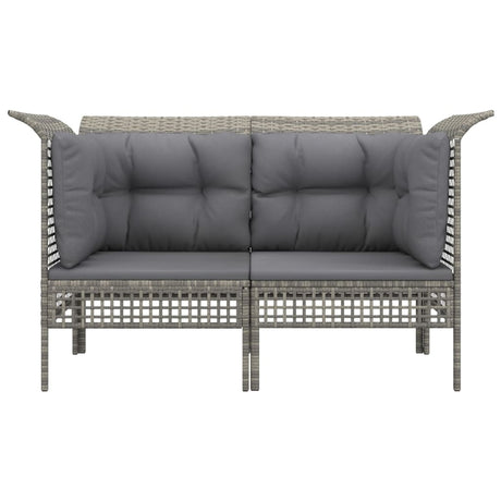 Vidaxl tuinhoekbanken met kussens 2 st poly rattan grijs