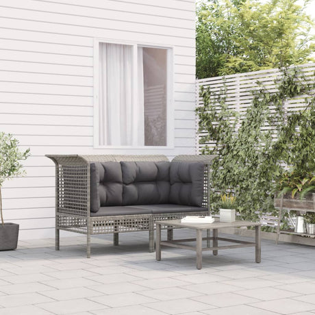 Vidaxl tuinhoekbanken met kussens 2 st poly rattan grijs