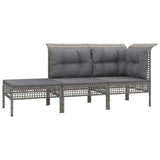 Vidaxl 3-delige loungeset met kussens poly rattan grijs