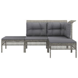 Vidaxl 4-delige loungeset met kussens poly rattan grijs