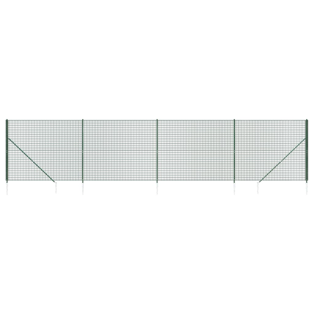 Vidaxl Wire mesh fet with ground anchors 2x10 m green