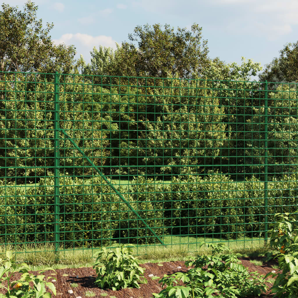 FET de malla de alambre de Vidaxl con anclajes de tierra 1.6x10 m verde