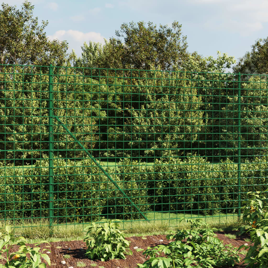 Vidaxl Wire Mesh Fence med malt ankere 1,6x25 m grønn