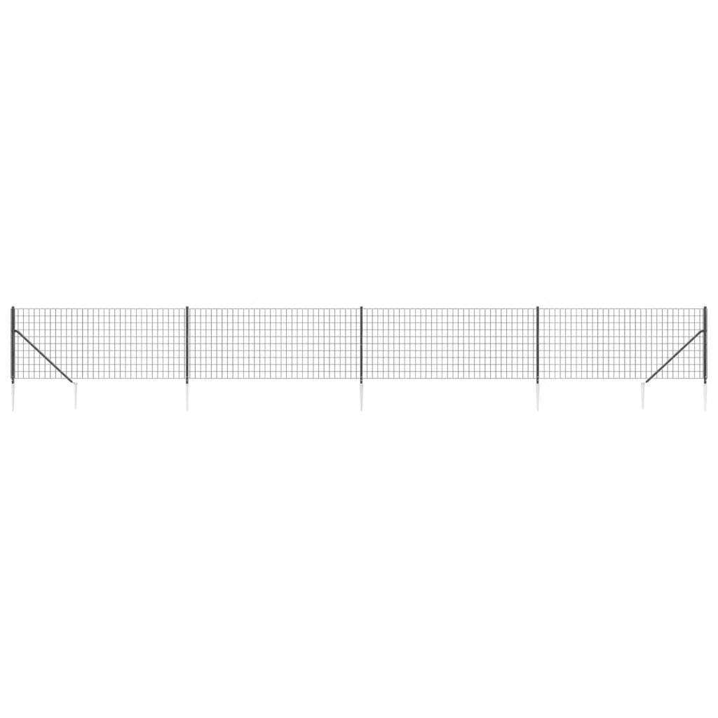 Vidaxl draadgaashek met grondankers 0,8x10 m antracietkleurig