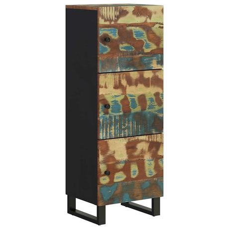 Vidaxl hoge kast met 3 deuren 40x33x110 cm gerecycled hout en ijzer