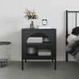 Vidaxl nachtkastje 50x35x60 cm glas en staal zwart