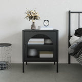 Vidaxl nachtkastje 50x35x60 cm glas en staal zwart