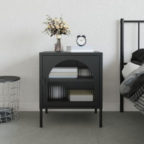 Vidaxl nachtkastje 50x35x60 cm glas en staal zwart