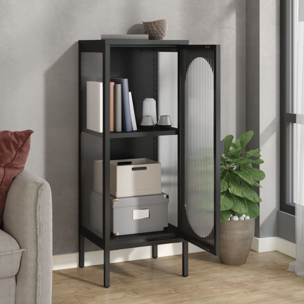 Vidaxl dressoir 40x35x105 cm glas en staal zwart