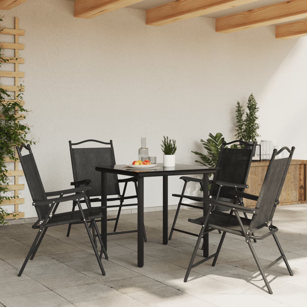 Vidaxl opklapbare stoelen, 4 stuks, gemêleerd grijs, staal en textilene.