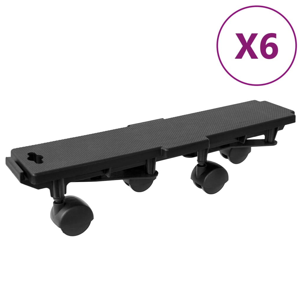 Vidaxl Moving dogs with 4 wheels 6 pcs 170 kg polypropene black